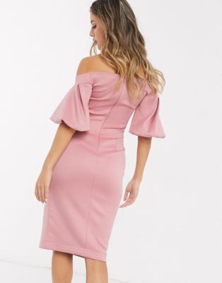 pink boutique bardot dress