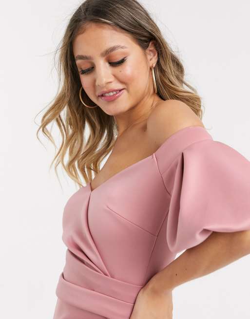 Lipsy pink store bardot dress