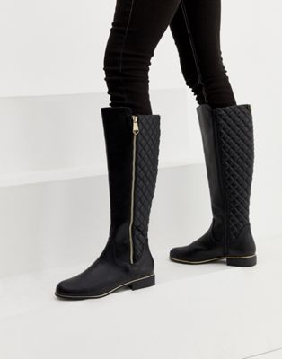 Lipsy quilted knee high riding boot in 