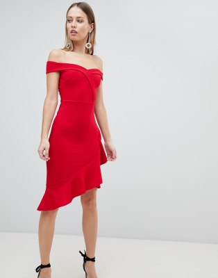 lipsy ruffle bardot dress