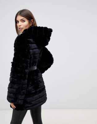 reversible fur jacket with hood