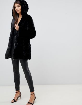 bernardo hooded faux wrap coat