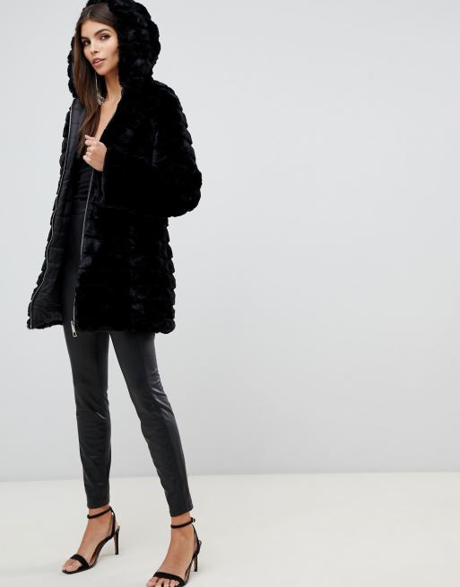 Lipsy black hot sale fur coat