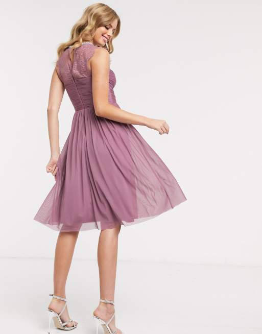 Lipsy - Robe mi-longue avec dentelle et ornements - Rose, 2 de 4