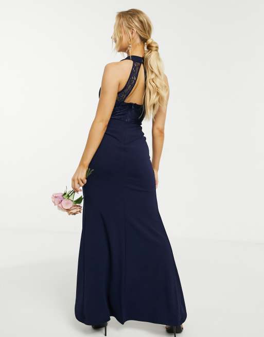 ​​​​​​​Lipsy - Robe portefeuille longue de demoiselle d'honneur - Bleu marine, 2 de 4