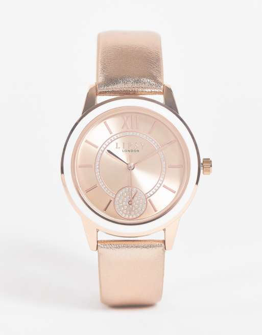 Lipsy – Rosé-guldfärgad armbandsklocka med strassprydd urtavla