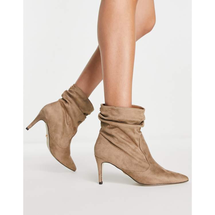 Lipsy ruched ankle low boot in camel