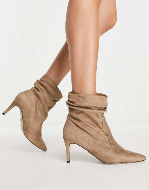 Lipsy ruched ankle low boot in camel