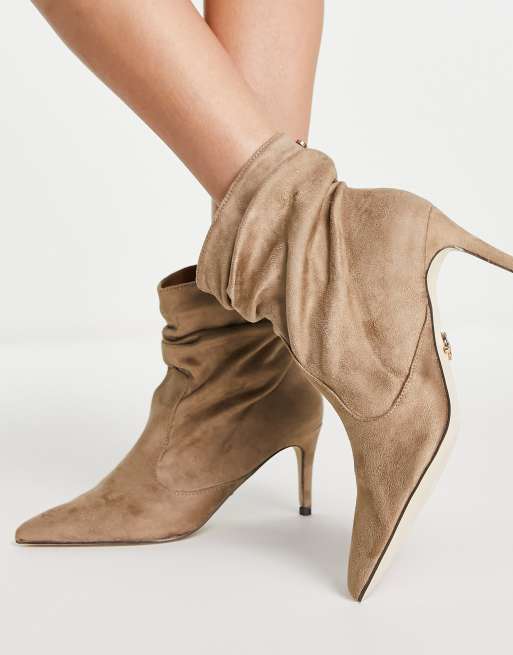 Tan ruched outlet ankle boots