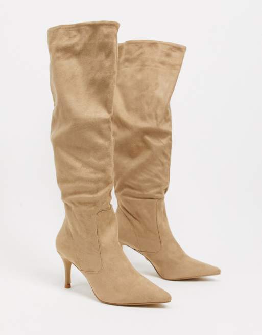 Lipsy knee high hot sale ruched leg boots