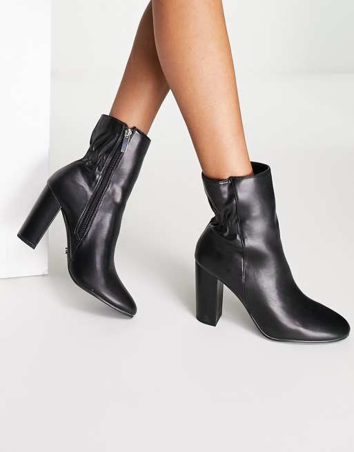 Lipsy ruched heeled boots in black