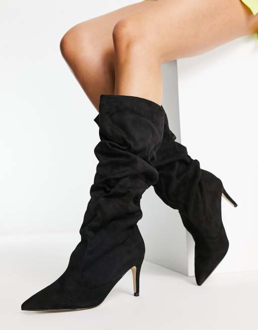 Lipsy knee high ruched leg sale boots