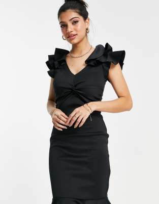 long black dress with ruffles