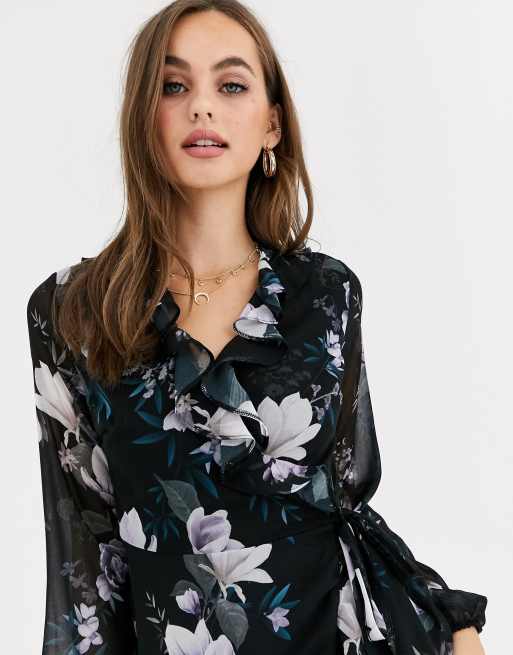 Lipsy ruffle best sale wrap dress