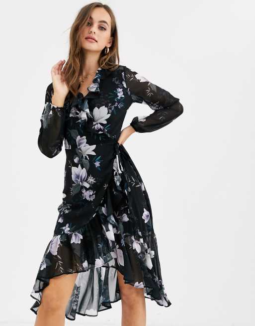 Lipsy black floral outlet dress