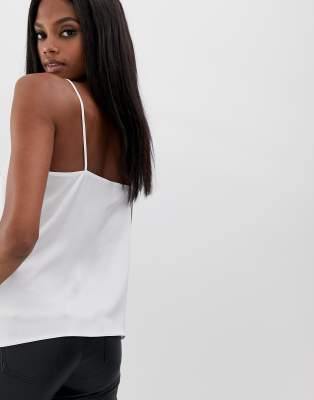 white satin cami top