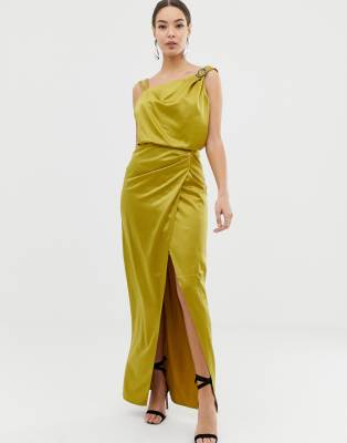 Lipsy Satin Drape Dress With Embellishment Asos