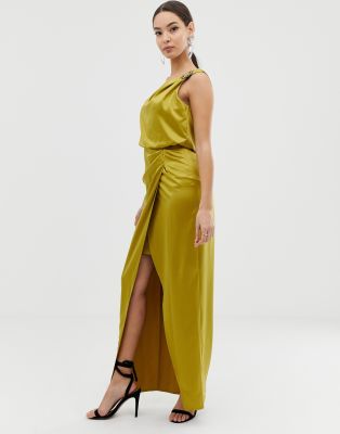 Shoptagr Lipsy Satin Drape Dress With Embellishment By Lipsy