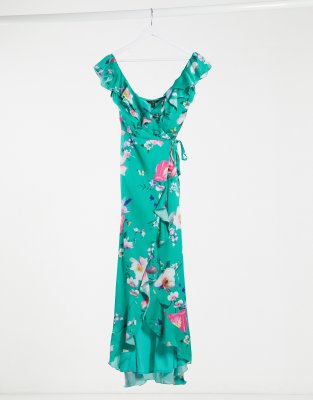 lipsy tigerlily printed ruffle maxi dress