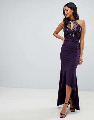 purple sequin maxi dress