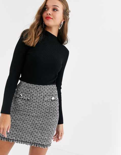 Lipsy – Schwarzweißes 2-in-1-Kleid mit Rollkragen