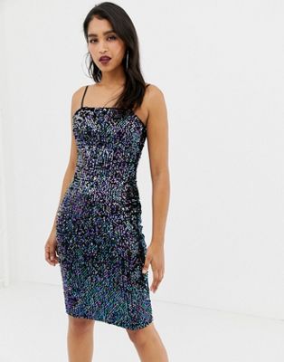 Lipsy sequin cami dress with square 
