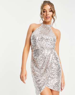 silver halter gown