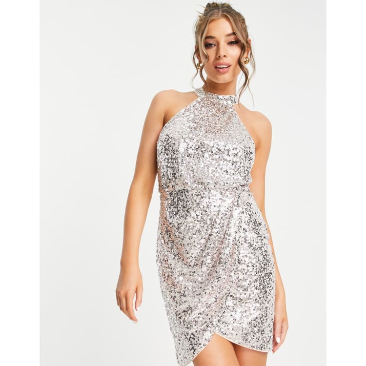 Lipsy sequin halter maxi dress hotsell