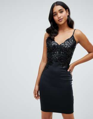 lipsy sequin top bardot bodycon dress