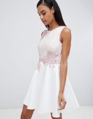 lipsy skater dress with lace detail