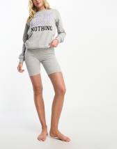 Loungeable fleece pyjamas with half zip in grey cloud print