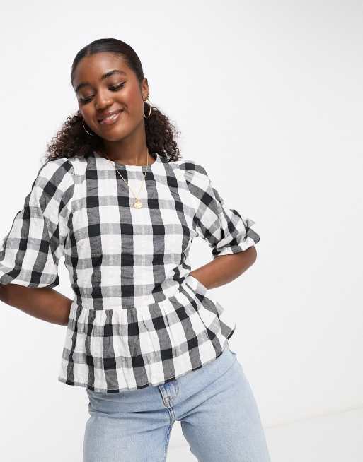 Lipsy smock top in gingham