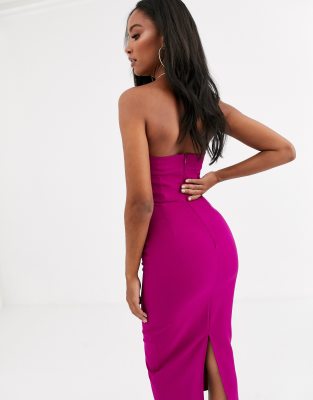 lipsy bandeau peplum midi dress