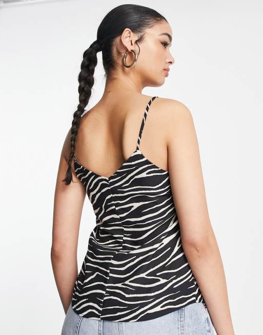 Lipsy strappy cami top in zebra print, 2 of 4