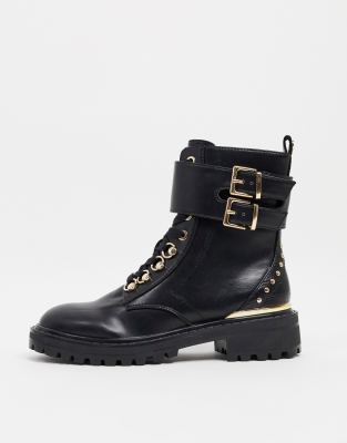 Lipsy stud detail biker boots in black