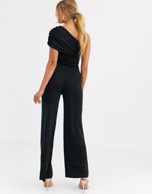 Lipsy – Svart jumpsuit med en axel, 2 av 4