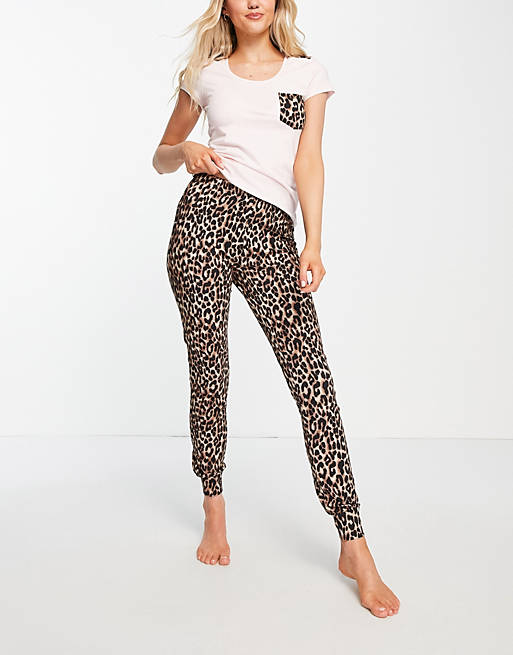 Lipsy T-shirt and bottom pajama set in animal print | ASOS