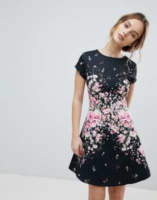 lipsy floral v neck skater dress