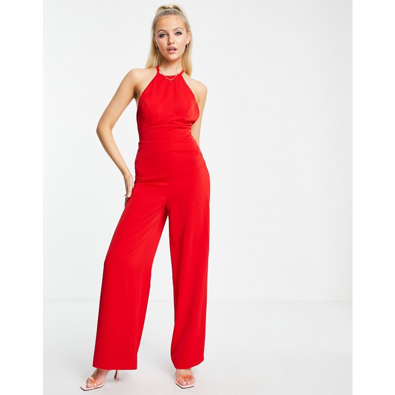 Tute jumpsuit e corte Donna Lipsy - Tuta jumpsuit con fondo ampio rossa a pieghe