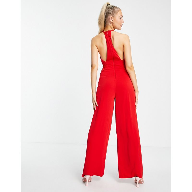 Tute jumpsuit e corte Donna Lipsy - Tuta jumpsuit con fondo ampio rossa a pieghe