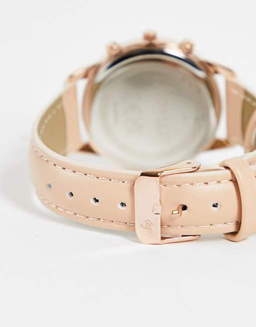 Lipsy – Uhr in Roségold mit großem Ziffernblatt und Lederarmband, 2 von 4