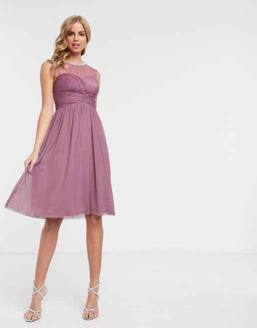 Lipsy - Vestito midi decorato con pizzo rosa