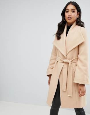 lipsy camel wrap coat