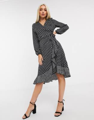 lipsy polka dot wrap dress