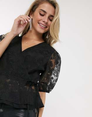 lipsy sequin wrap blouse