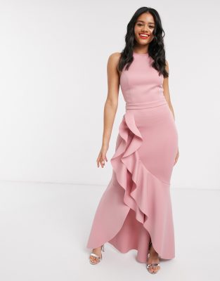 blush ruffle dress