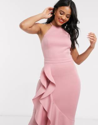 lipsy ruffle maxi dress