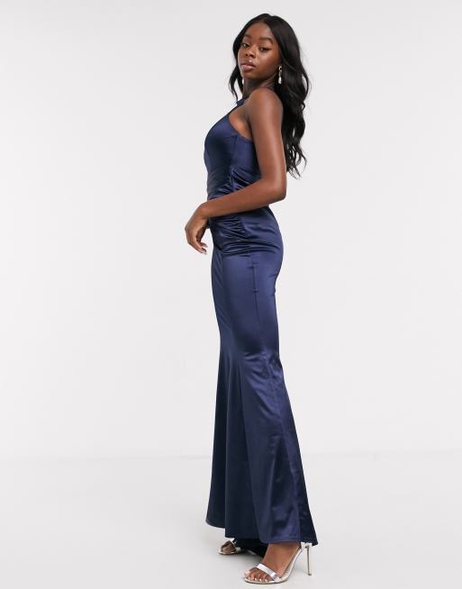 Lipsy x Abbey Clancy high neck slinky maxi dress with knot front