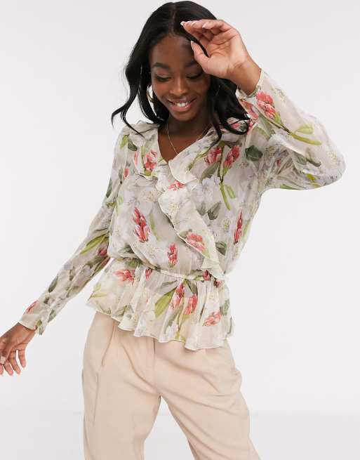 Chiffon store wrap top