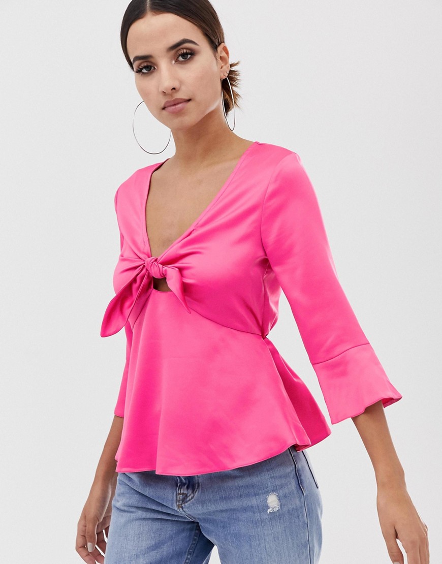 Lipsy bluse med bindefront-Pink